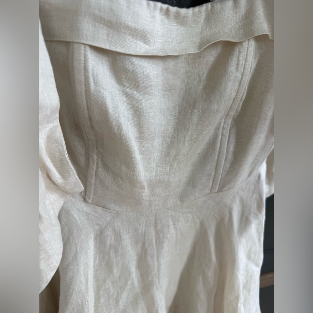 NWT DISSH Natural Linen Aisle Pearl Mini Bow Dress • 4 - Picture 7 of 11